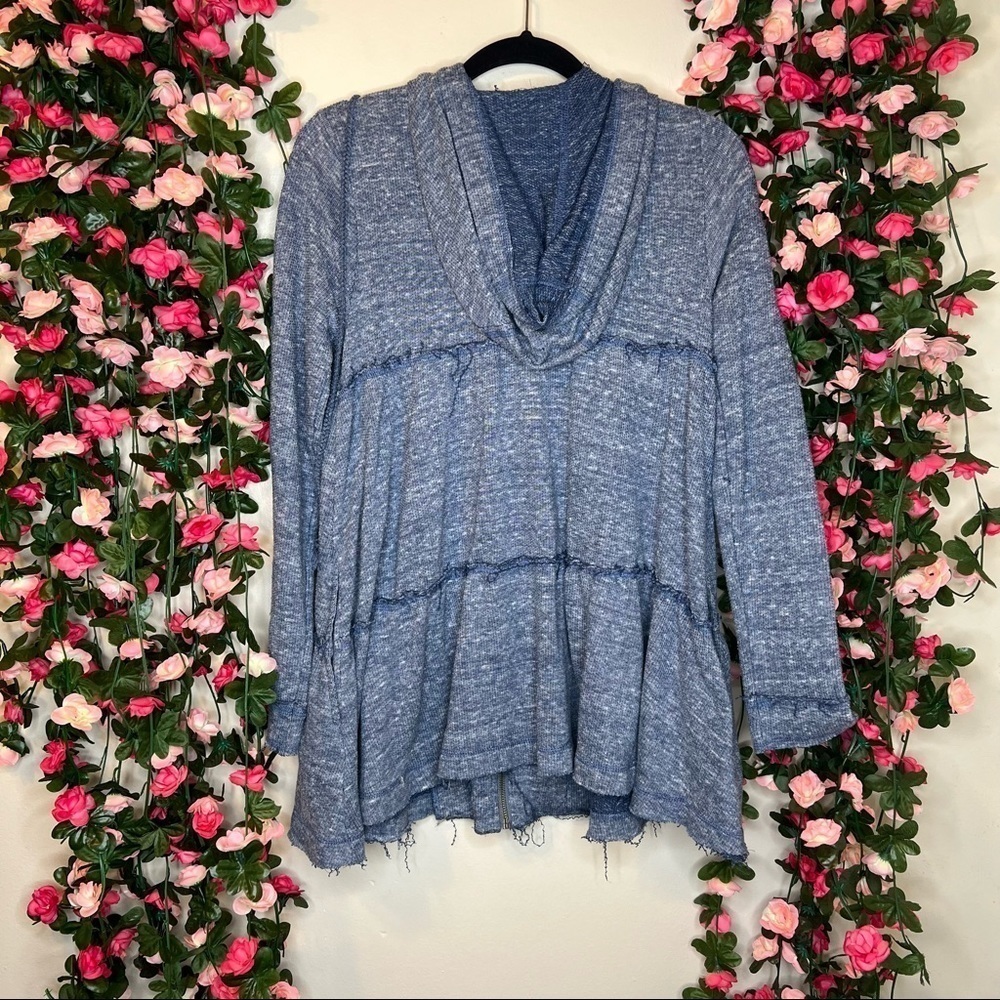 Mystree Blue Boho Eccentric Full Zip Jacket Lagenlook Womens Small Flowy Womens - Picture 6 of 7
